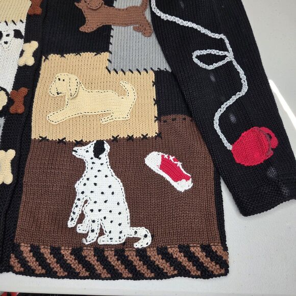 Vintage 90s Storybook Knits Womens Blue Playful Dogs Cardigan Sweater Size 1X - Picture 11 of 15